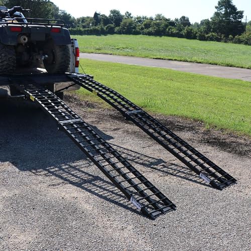 Titan Ramps 2-Pack 10-Feet Folding Aluminum ATV Arched Loading Ramp, Black – Portable and Compact with 1,200-Pound Capacity and Serrated Traction for Truck Bed or Trailer - size: 10 ft, 2 packs