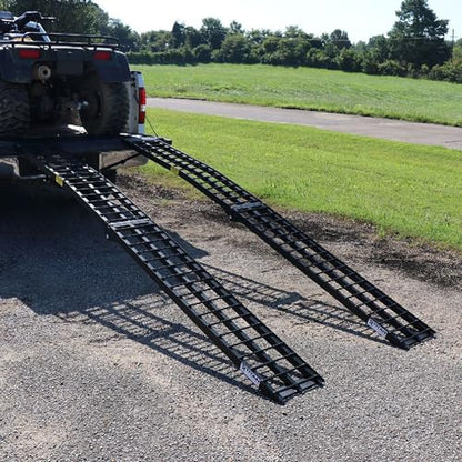 Titan Ramps 2-Pack 10-Feet Folding Aluminum ATV Arched Loading Ramp, Black – Portable and Compact with 1,200-Pound Capacity and Serrated Traction for Truck Bed or Trailer - size: 10 ft, 2 packs