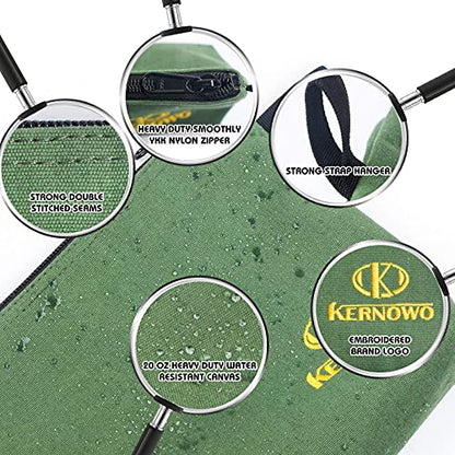 Premium Canvas Tool Pouch Zipper Bag,Small Tool Bag,Multipurpose Storage pouch(4Pack 7.5/9.5/11.5/13inch 20oz Water Resistant Heavy Duty Army Green Flat Bottom Tool bag with Dependable Zipper) - size: 13/11.5/9.5/7.5 inch