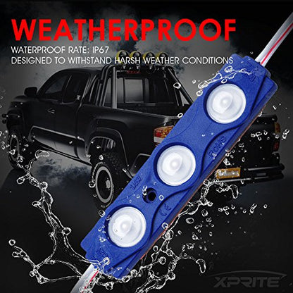 Xprite Blue LED Truck Bed Light Kits Rock Lights with On/Off Switch, for Pickup Footwells, Running Boards, Cargo, Under Car, Tonneau Cover, Rail Lighting - 8 PCs - color: Blue