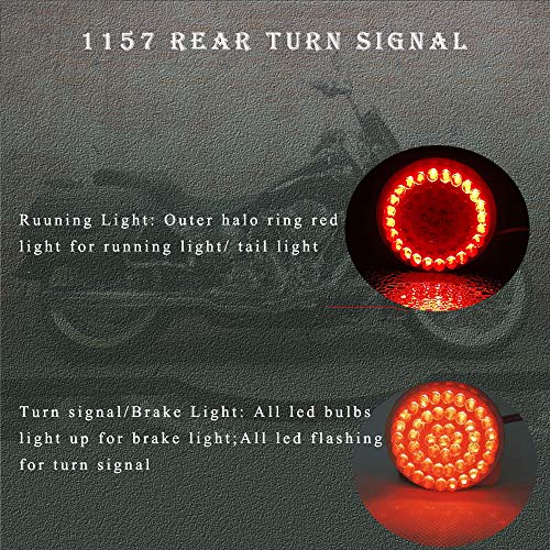 1157 Rear LED Turn Signal Lights, 2 Inch Bullet Red Brake Tail Light with Smoked Lens Cover for Harley Sporster 1200, Dyna, Road King, Street Glide, Softail 2020 - color: Red