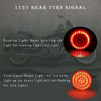 1157 Rear LED Turn Signal Lights, 2 Inch Bullet Red Brake Tail Light with Smoked Lens Cover for Harley Sporster 1200, Dyna, Road King, Street Glide, Softail 2020 - color: Red