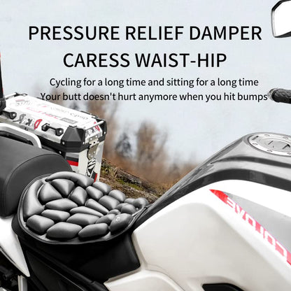 3D Air Shock Absorbing Motorcycle Seat Cushion - Air Filled Motorcycle Seat Pad Butt Protector - Breathable Motorcycle Seat Cover Reduces Pressure and Fatigue. Makes Long Rides More Comfortable