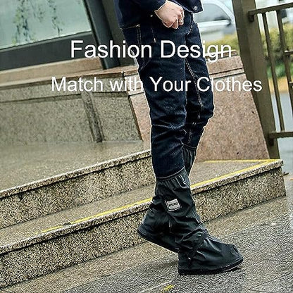 Waterproof Shoe Covers, Reusable & Foldable Rain Boot Shoe Cover with Zipper, Non-Slip, Reflector, Men Women Rain Gear, Black - size: Medium