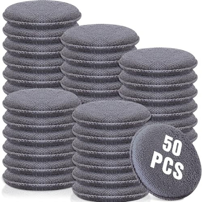 Tanlade 50 Pcs Car Detailing Microfiber Applicator Pad Wax Applicator Wash Microfiber Pads, 5 Inch Diameter (Grey) - color: Gray