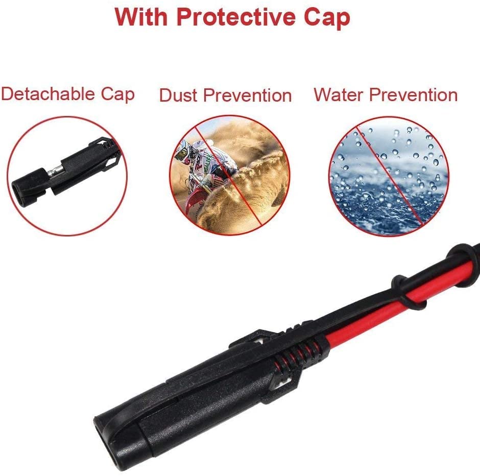 (3PACK)1.5FT 12V Battery Alligator Clip to SAE 2Pin Quick Disconnect Cable SAE to Battery Clamp Cable 7.5A Fuse - size: 3 PACK