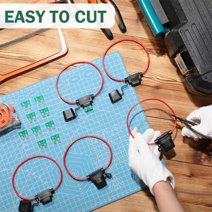 Shimeyao 24 Pcs Inline Fuse Holder Waterproof Automotive Replacement with ATC Blade Fuses for Car Truck Motorcycle Boat (12 Awg with 30 A) - size: 12 Awg with 30 A