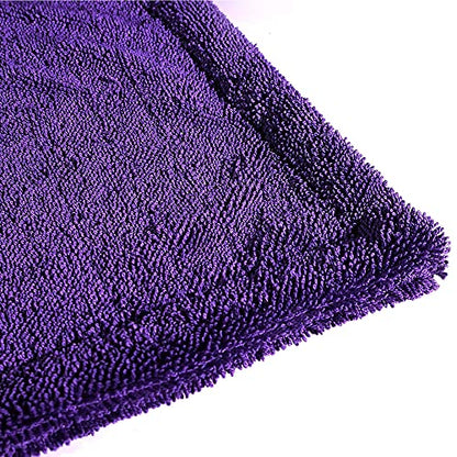 Maxshine 20" x 24" Universal Purple Car Drying Towel – 1200 GSM Rinse-Free Double-Sided Microfiber – Plush, Super Absorbent Towel for Car Wash & Detailing - size: 20" x 24" Purple