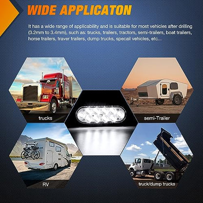 Nilight 6 Inch Oval White LED Trailer Tail Light 4PCS 10 LEDs Waterproof Reverse Back Up Surface Mount Trailers Lights for Truck RV Boat Bus Lorry Camper Van Caravan - color: White Lights Screws 4PCS