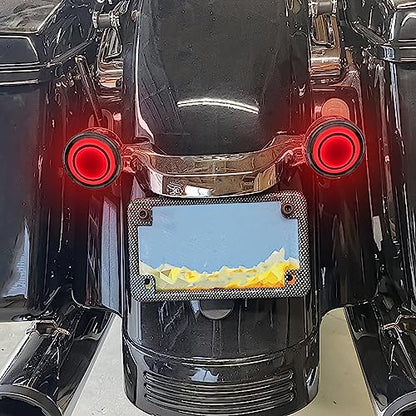 Motorcycle 1156 LED Turn Signal Light Front Rear 2 Inch Bullet Smoked Lens Compatible with Harley Softail Touring Dyna Fat Boy Sportster Road King Street Glide Electra Glide - color: 1156[Red+Smoke lens/Rear]