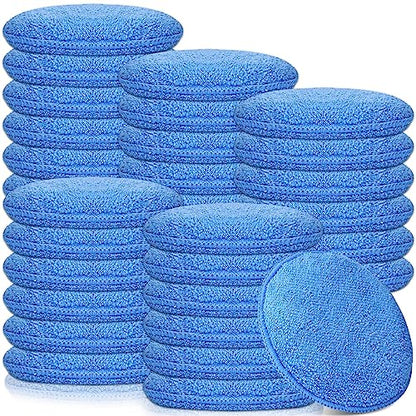 Tanlade 50 Pcs Car Detailing Microfiber Applicator Pad Wax Applicator Wash Microfiber Pads, 5 Inch Diameter (Blue) - color: Blue