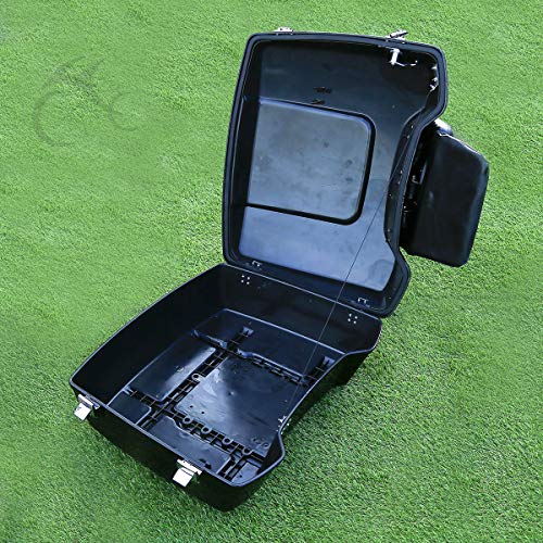 TCT-MOTORPARTS Vivid Black Chopped Trunk & Backrest Fit for Harley 1997-2013 Touring Electra Glide Ultra Limited Street Glide Raod Glide - color: Razor Trunk Set #1