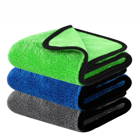 DIAOJIA 3 Pack Microfiber Car Towels (16" x 24"), 500 GSM Double-Sided Absorbent Coral Fleece Cloths for Washing, Drying & Cleaning, Streak-Free & Lint-Free (Mixed Colors) - color: Mixed Colors