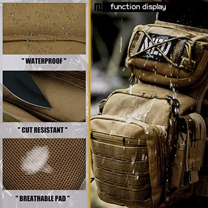 Drop Leg Bag for Men Women Military Tactical Thigh Pack Pouch Multifunctional Tactical Package Outdoor Hiking Thigh Bag - color: Coyote Brown