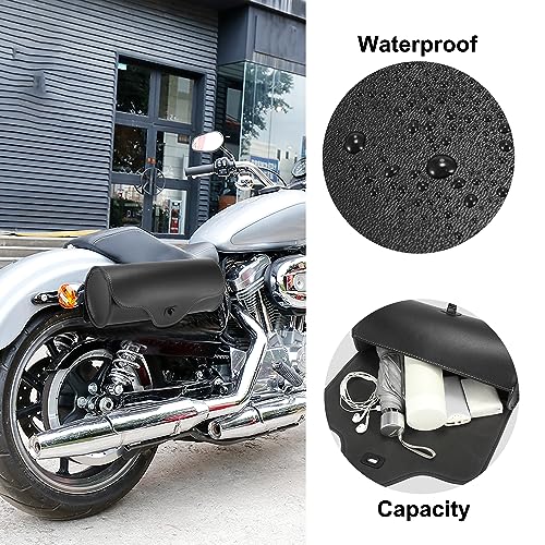 Motoforti Universal Motorcycle Handlebar Tool Bag Cycling Storage Bag Waterproof Faux Leather Black