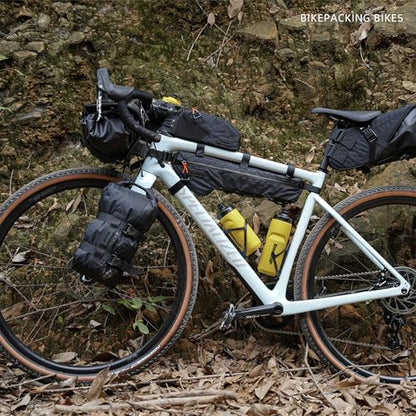 Rhinowalk Bike Frame Bag 1.2L, Waterproof Handlebar Bag with Phone Holder, Small Front Bag with Strap or Screw Mount, Fits Most Bikes – White - color: White, 1.2L