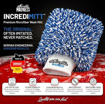 IncrediMitt Car Wash Mitt – Premium Microfiber Wash Mitt for Cars, Made in Germany, Scratch-Free Cleaning - size: 10" x 8"