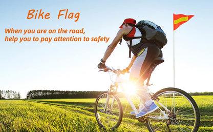 Bike Safety Flag with Pole, 6-Foot Adjustable Height Sturdy Fiberglass Tear-Resistant Waterproof Orange Safety Flag (Yellow) - color: Yellow