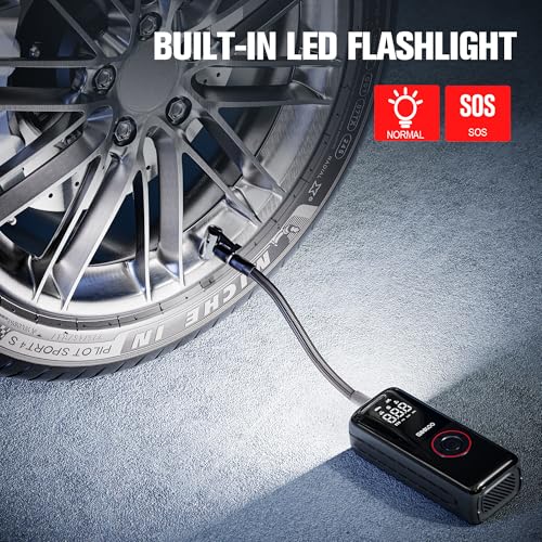 GOOLOO A6 Lite 160PSI Tire Inflator Portable Air Compressor, 7500mAh Portable Tire Inflator for Car Portable Air Pump with Tire Gauge Pressure & LED Light Air Pump for Car