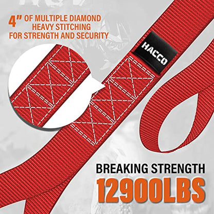 Haccoplanet 8PK Soft Loop Motorcycle Tie-Down Straps, 1.6 x 17inch 12000LB Break Strength, Heavy Duty Tie Down Loops for Securing ATV, UTV, Dirt Bike, Lawn & Garden Equipment (Red) - color: Red