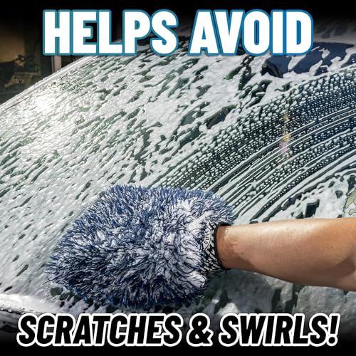 Chemical Guys, The Dually, Dual-Fiber, Wet-Dry Use, Microfiber Wash Mitt, (Car Wash Mitt Great for Car, Truck, SUV, RV, & More) Dark Blue + White, (2 Pack) MIC51702 - size: 2 Pack, style: Wash Mitt