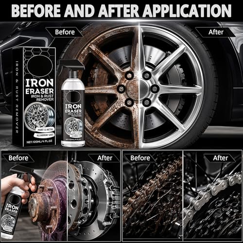 2Pack Iron Eraser Rust Remover Spray–Fast Acting Iron Powder Remover for Car Wheels and Paint,Brake Dust & Rust Removal,Professional Automotive Metal Surface Cleaner for Wheel,Tool and Household Item