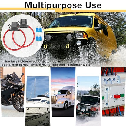 2 PCS Inline Fuse Holders 12V, 16 AWG Car Gauge Inline Fuses, Waterproof Fuse Holder with 15A ATC/ATO Standard Blade Fuses for Automotive, Marine, Golf Cart Lighting, Electrical Circuits - size: 2 PCS 16AWG
