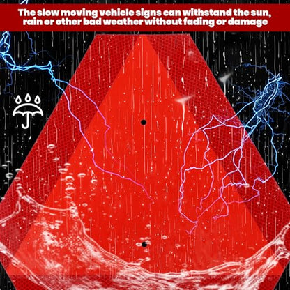 4 Pack Slow Moving Vehicle Sign, 14x16 Inch Aluminum Engineering Grade Reflective Safety Triangle Signs, Rust Proof for Golf Cart, Tractor, UTV, up to 7 Years Outdoor Use