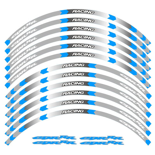 Motorcycle Rim Stripes Decals Wheel Sticker Reflective Tape for Honda CBR 250 300 400 500 600 1000 RR (CBR RR B Blue 12pcs) - size: CBR RR B Blue 12pcs
