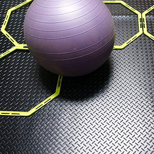 Rubber-Cal Diamond-Plate Rubber Flooring Roll - 3 mm x 4 ft x 1.5 ft Roll - Black - size: 18"L x 48"W x 0.1"Th