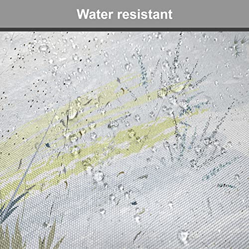 Lunarable Dragonfly Chair Cushion Pad, Wild Herb Grass Field Distressed Background with Dragonflies Lifestyle Graphic, Seat Padding for Kitchen & Patio with Anti-Slip Backing, 16"x16", Grey Green - color: Grey Green, size: Pack of 1