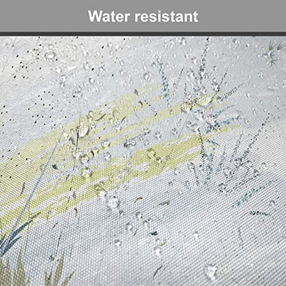 Lunarable Dragonfly Chair Cushion Pad, Wild Herb Grass Field Distressed Background with Dragonflies Lifestyle Graphic, Seat Padding for Kitchen & Patio with Anti-Slip Backing, 16"x16", Grey Green - color: Grey Green, size: Pack of 1