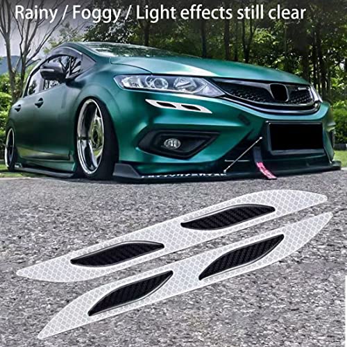 Carbon Fiber Reflective Stickers, 2 Pcs, White, Car, Truck, Motorcycle Decals, Outdoor Use, Waterproof - color: White