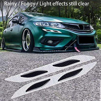 Carbon Fiber Reflective Stickers, 2 Pcs, White, Car, Truck, Motorcycle Decals, Outdoor Use, Waterproof - color: White