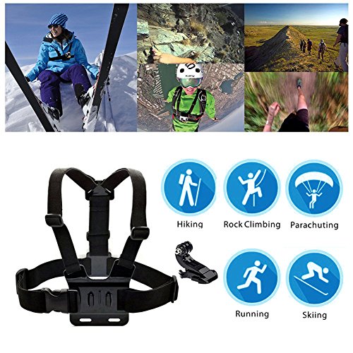 Chest Harness Mount Compatible with Gopro Hero 13 12 11 10 9 8/AKASO EK7000 Brave 4/ODDV/Hiicam/DJI Osmo/Icefox/Camlance/WOLFANG Action Camera Accessories, Adjustable Chest Strap Mount with J Hook