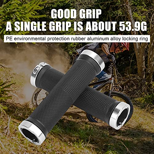 1 Pair Bike Handlebar Grips, Lightweight Rubber Handlebar Sleeve for Mountain Bike - color: Silver