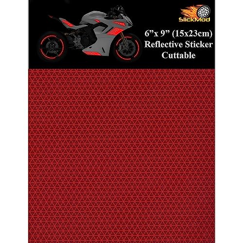 SlickMod - Reflective Sticker Sheet for Phone, Camera, Bike, Motorcycle, Stroller, Helmets, Scooter & More - Custom DIY Adhesive Film Kit - High Visibility (4. Red, 6" x 9") - color: 4. Red, size: 6" x 9"