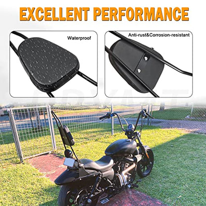 PBYMT Black Detachable Passenger Sissy Bar Backrest Pad Compatible for Harley Davidson Sportster XL1200 XL883 2004-2024