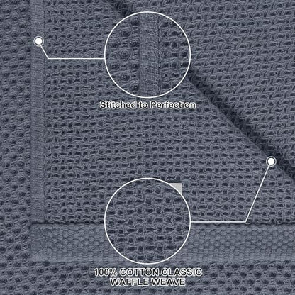 Homaxy 100% Cotton Kitchen Towels and Dishcloths Set, 12 x 12 Inches and 13 x 28 Inches, Set of 8 Bulk Kitchen Towels Set, Ultra Soft Absorbent Dish Cloths for Washing Dishes, Dark Grey - color: Dark Grey, style: 8-Piece Set