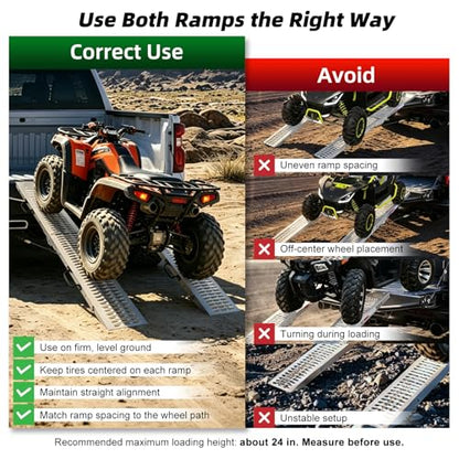 Folding Steel Loading Ramps for Pickup Trucks and Trailers, 970 lb Capacity, Locking Latches, 4 Dual-Hook Ratchet Straps, for Motorcycles, Dirt Bikes and Light ATVs, 72.7 in x 8.9 in, 2 Pack - size: Perforated Surface - 2 Pack - 970 lb