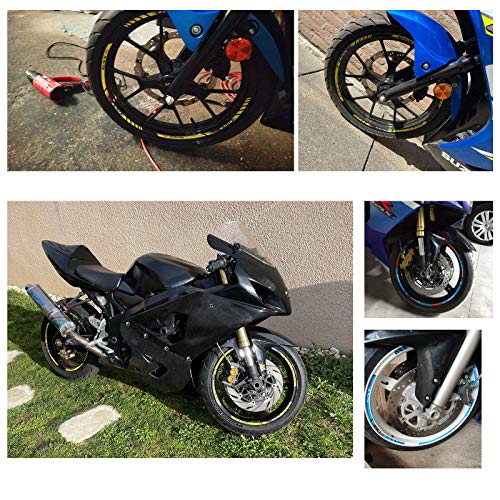 For Yamaha MT09 MT-09 Motorcycles Accessories Thick Edge Outer Front and Rear Rim Wheel Reflective Decal Sticker Magnet Strip Tape (B Blue,12) - color: B Blue