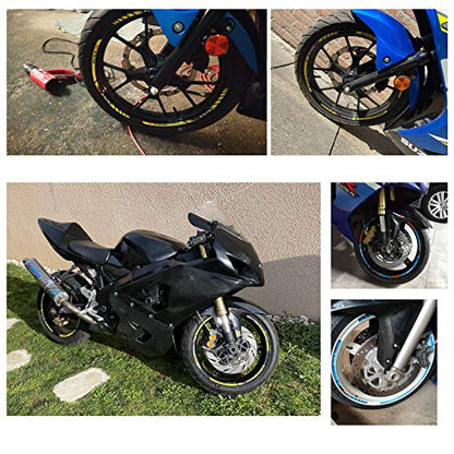 For Yamaha MT09 MT-09 Motorcycles Accessories Thick Edge Outer Front and Rear Rim Wheel Reflective Decal Sticker Magnet Strip Tape (B Blue,12) - color: B Blue