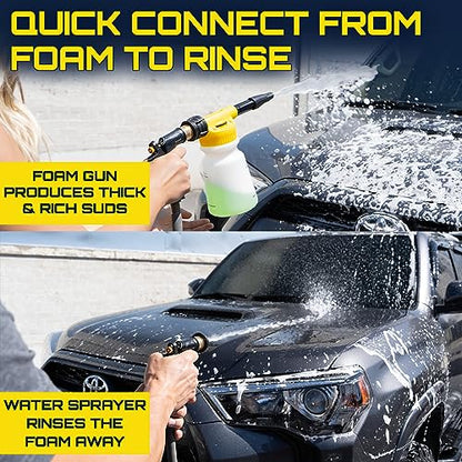 Clean Car USA Foam King™ Car Wash Foam Gun & Microfiber Mitt, Garden Hose Attachment for Scratch-Free Cleaning, Snow Foam Cannon Soap Sprayer, Auto Detailing Kit for Cars, Trucks & More - color: Foam Gun, Mitt, Towel