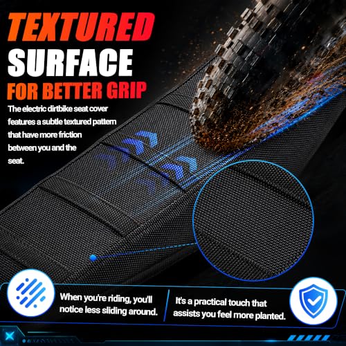 JFG RACING Seat Cover for VALTINSU Electric Dirt Bike,PVC Non-Slip Cushion Guard for VALTINSU EM5 Motorcycle Off-Road Ebike-Black - color: Black