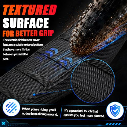 JFG RACING Seat Cover for VALTINSU Electric Dirt Bike,PVC Non-Slip Cushion Guard for VALTINSU EM5 Motorcycle Off-Road Ebike-Black - color: Black