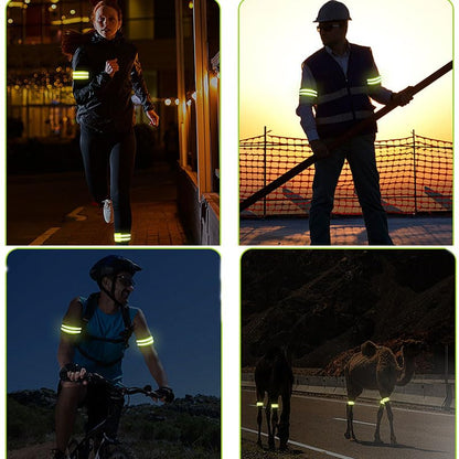 2/4 PCS Safety Reflective Belt - High Visibility Straps for Wrist, Arm, Ankle & Leg for Night Walking, Cycling & Running - color: 4 Pcs
