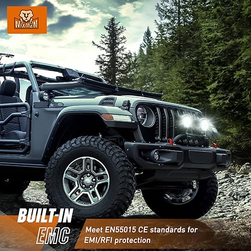 Nilight LED Light Pods 2 PCS 3" Flood Round Offroad Fog Driving Auxiliary Lights 1080LM Built-in EMC w/18AWG DT Wiring Harness Kit for Motorcycle SUV ATV Truck Boat - color: White Led Pods 2Pcs +Wiring Harness