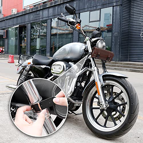 X AUTOHAUX Motorcycle Tool Bag Handlebar Bags Cycling Luggage Bag Waterproof PU Leather Square Brown 11.81"x5.12''