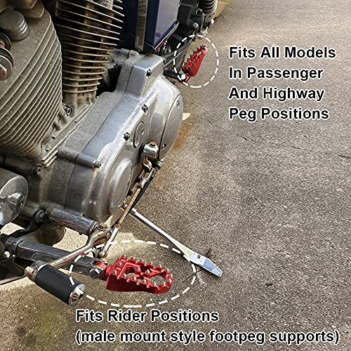 MDPROMCP CNC Motorcycle Wide Foot Pegs Aluminum 360° Roating Adjustable Suitable Compaitble with Dyna Fatboy Iron 883 Sportster 883(Red) - color: Red