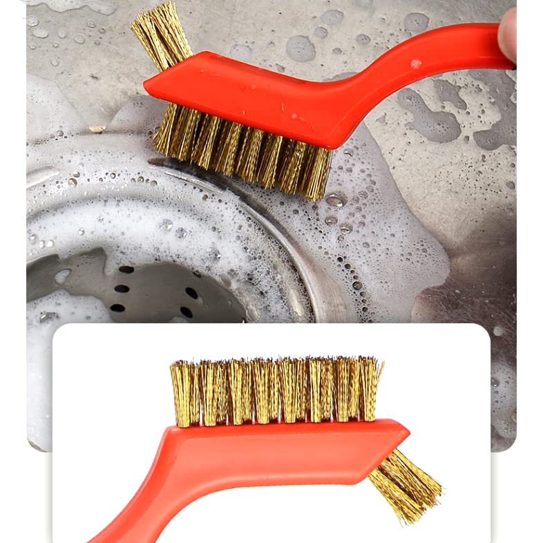 Wire Scratch Brush Set Soft Grip for Rust, Dirt & Paint Scrubbing with Deep Cleaning (18, 18PCS - Brass Wire) - style: 18PCS - Brass Wire
